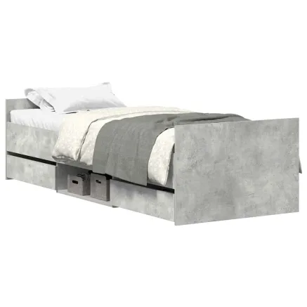 Cadre de lit sans matelas gris béton 90x200 cm 2