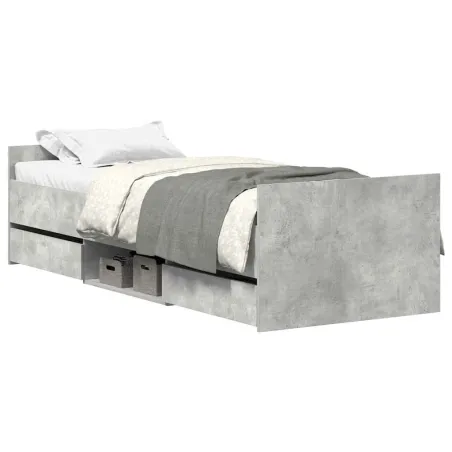 Cadre de lit sans matelas gris béton 90x200 cm