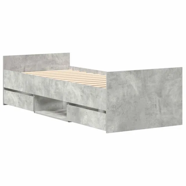Cadre de lit sans matelas gris béton 90x200 cm