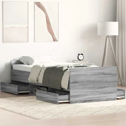 Cadre de lit sans matelas sonoma gris 90x200 cm