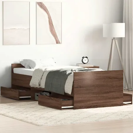 Cadre de lit sans matelas chêne marron 90x200 cm