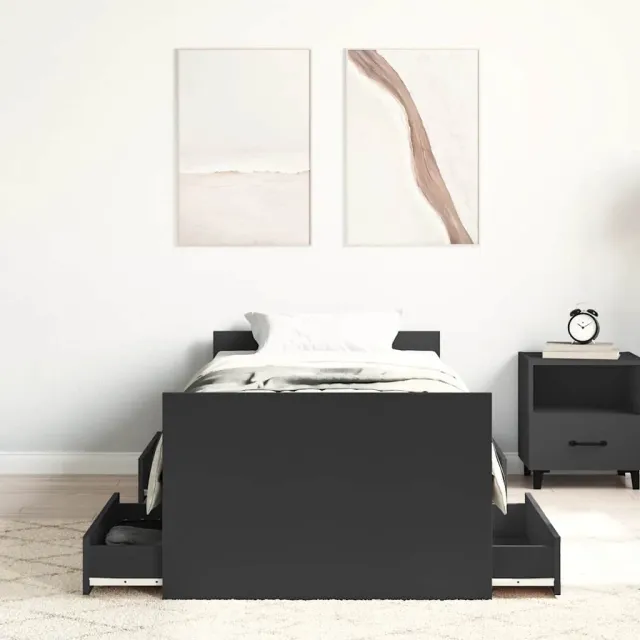 Cadre de lit sans matelas noir 90x190 cm