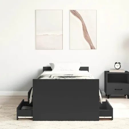 Cadre de lit sans matelas noir 90x190 cm