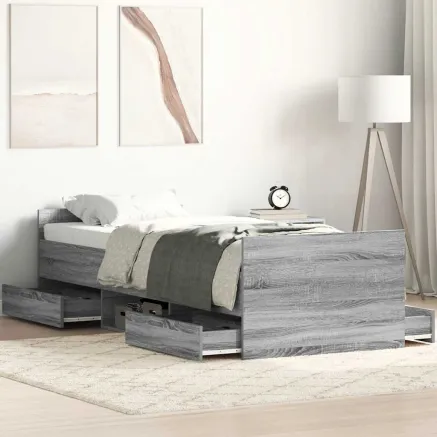 Cadre de lit sans matelas sonoma gris 90x190 cm