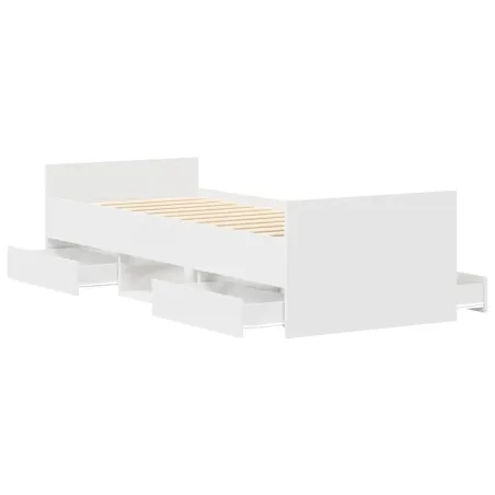 Cadre de lit sans matelas blanc 75x190 cm