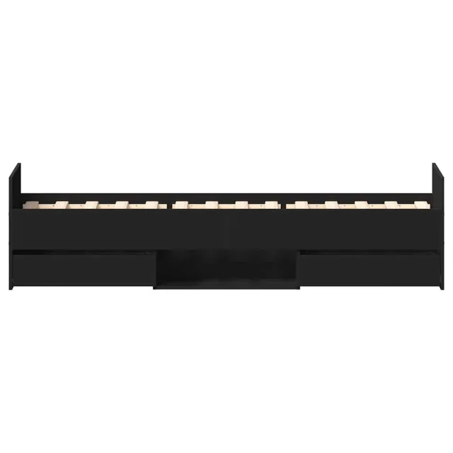 Cadre de lit sans matelas noir 75x190 cm