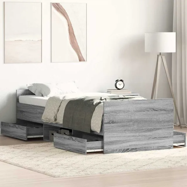 Cadre de lit sans matelas sonoma gris 75x190 cm