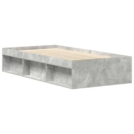Cadre de lit sans matelas gris béton 90x200 cm