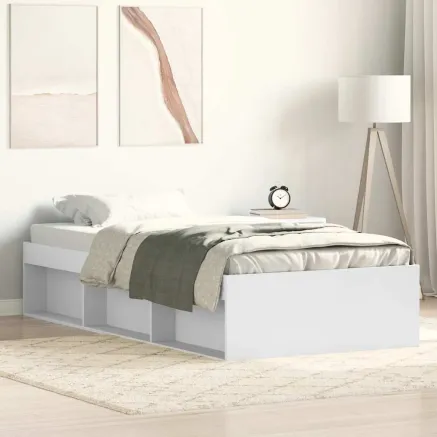 Cadre de lit sans matelas blanc 100x200 cm