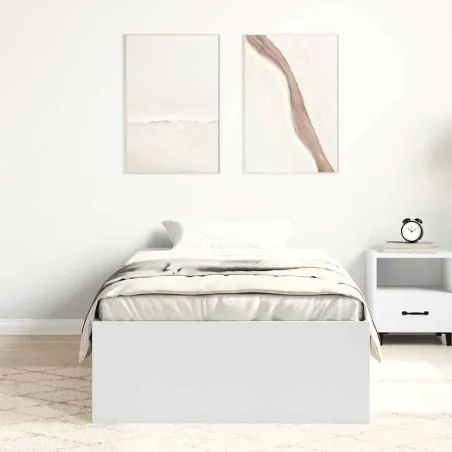 Cadre de lit sans matelas blanc 100x200 cm