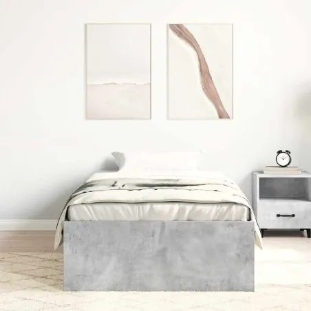 Cadre de lit sans matelas gris béton 100x200 cm