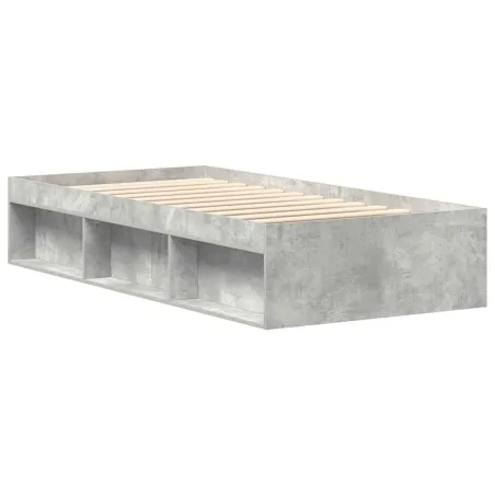 Cadre de lit sans matelas gris béton 100x200 cm