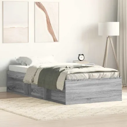 Cadre de lit sans matelas sonoma gris 100x200 cm
