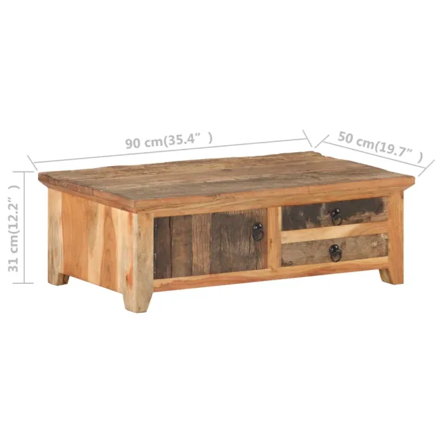 Table basse 90x50x31 cm Bois de récupération massif