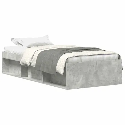Cadre de lit sans matelas gris béton 90x190 cm 2