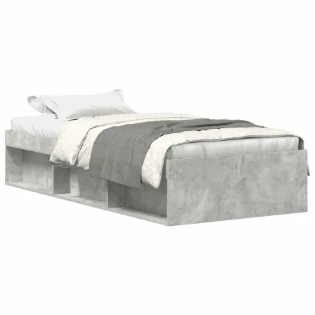Cadre de lit sans matelas gris béton 90x190 cm