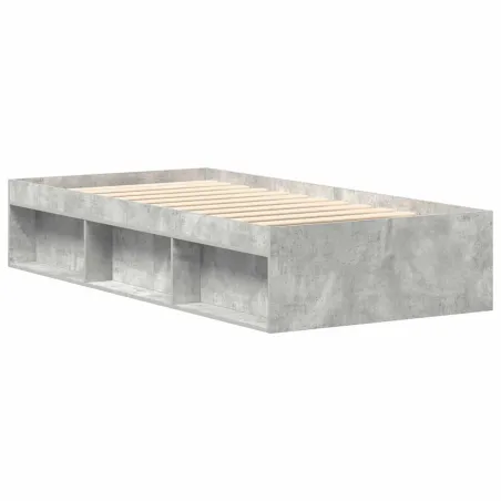 Cadre de lit sans matelas gris béton 90x190 cm