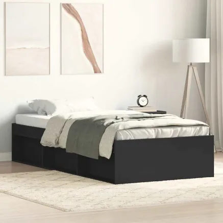 Cadre de lit sans matelas noir 75x190 cm