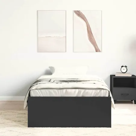 Cadre de lit sans matelas noir 75x190 cm