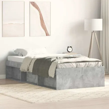 Cadre de lit sans matelas gris béton 75x190 cm