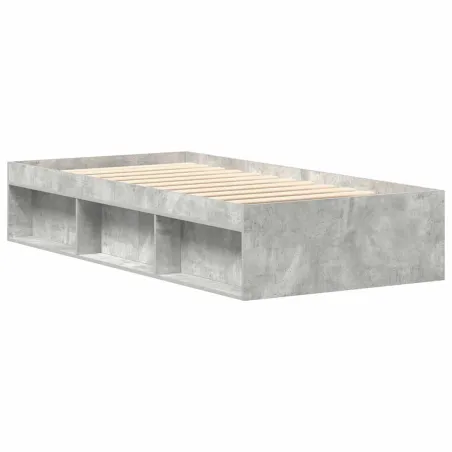 Cadre de lit sans matelas gris béton 75x190 cm