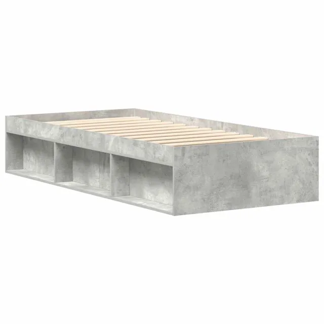 Cadre de lit sans matelas gris béton 75x190 cm