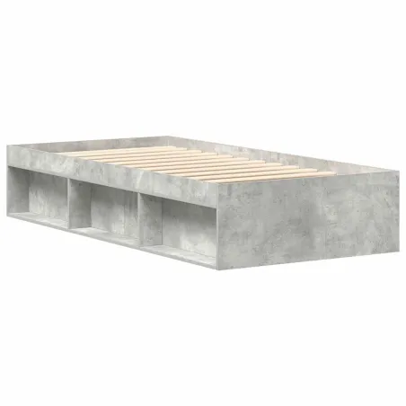 Cadre de lit sans matelas gris béton 75x190 cm