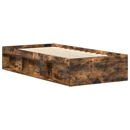 Cadre de lit sans matelas chêne fumé 75x190 cm