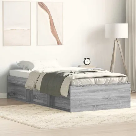 Cadre de lit sans matelas sonoma gris 75x190 cm