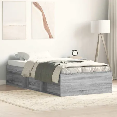 Cadre de lit sans matelas sonoma gris 75x190 cm