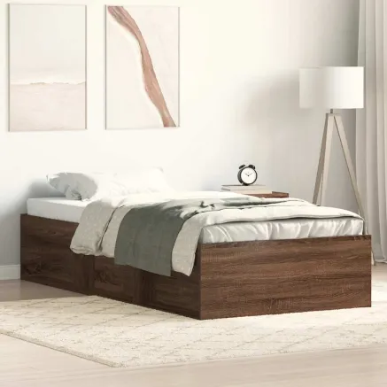 Cadre de lit sans matelas chêne marron 75x190 cm