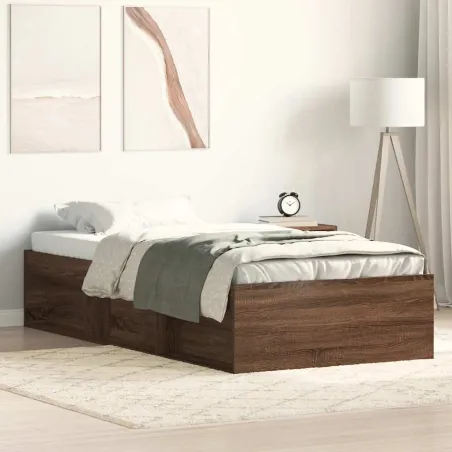 Cadre de lit sans matelas chêne marron 75x190 cm