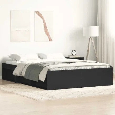 Cadre de lit sans matelas noir 120x200 cm