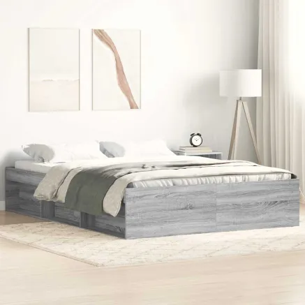 Cadre de lit sans matelas sonoma gris 120x200 cm