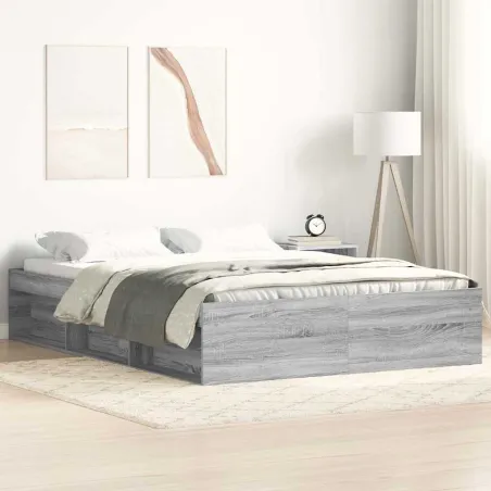 Cadre de lit sans matelas sonoma gris 140x200 cm