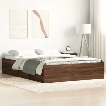 Cadre de lit sans matelas chêne marron 140x200 cm