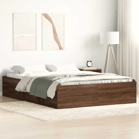 Cadre de lit sans matelas chêne marron 140x200 cm