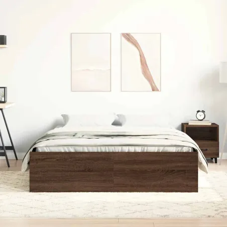 Cadre de lit sans matelas chêne marron 140x200 cm