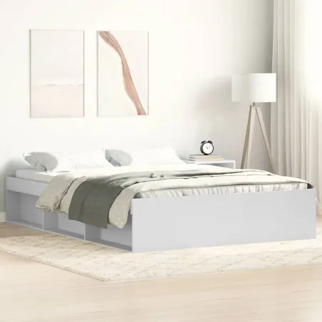 Cadre de lit sans matelas blanc 150x200 cm
