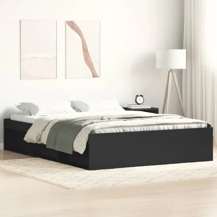 Cadre de lit sans matelas noir 150x200 cm