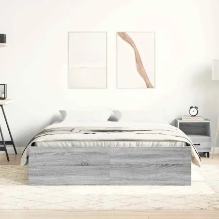 Cadre de lit sans matelas sonoma gris 160x200 cm