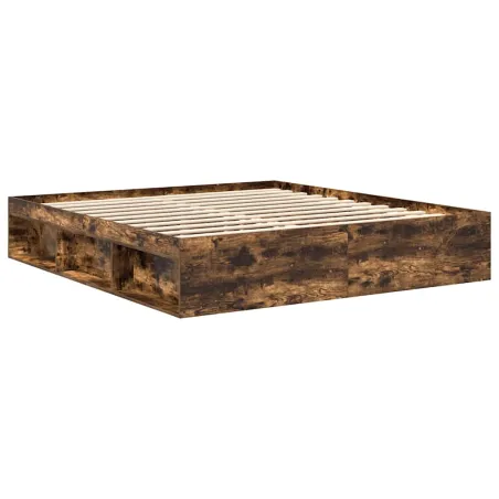 Cadre de lit sans matelas chêne fumé 180x200 cm
