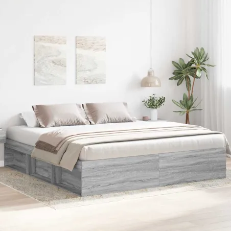 Cadre de lit sans matelas sonoma gris 180x200 cm