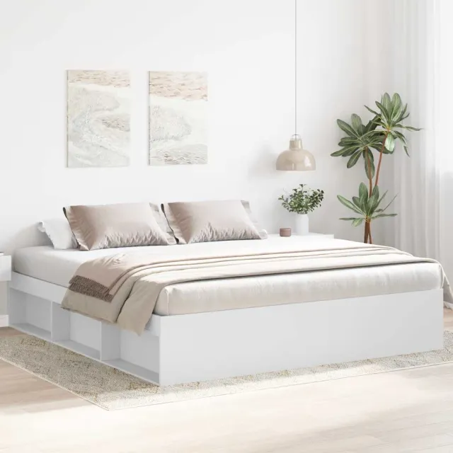 Cadre de lit sans matelas blanc 200x200 cm