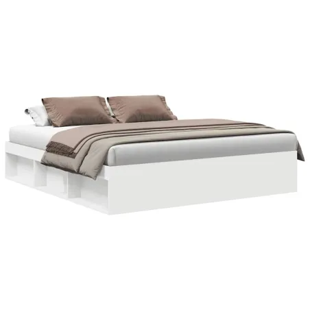 Cadre de lit sans matelas blanc 200x200 cm