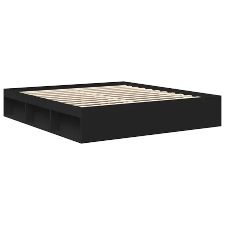 Cadre de lit sans matelas noir 200x200 cm