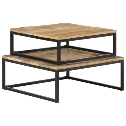 Tables gigognes 2 pcs Bois solide de manguier 2
