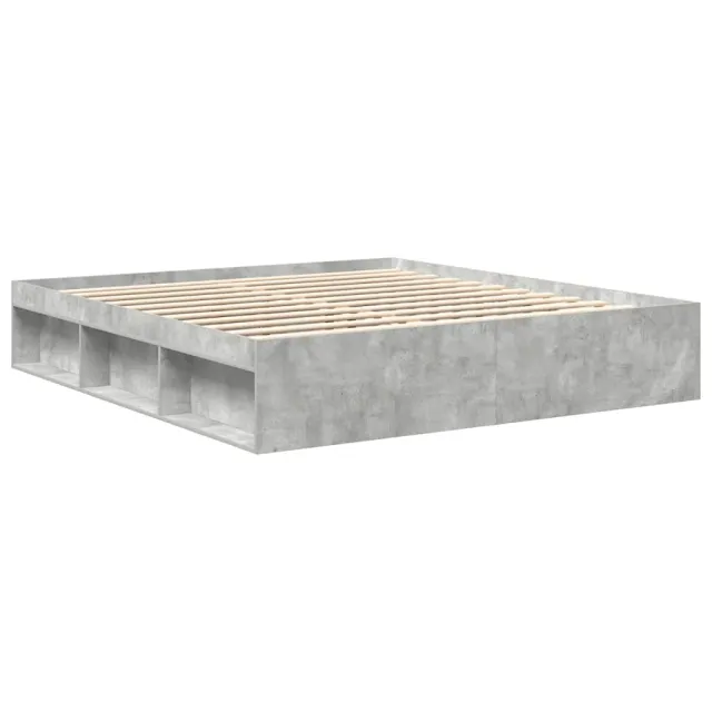 Cadre de lit sans matelas gris béton 200x200 cm
