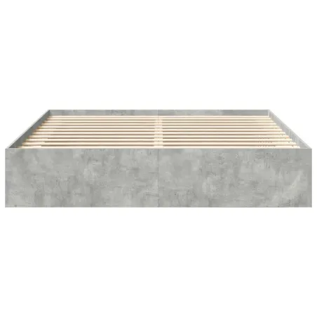 Cadre de lit sans matelas gris béton 200x200 cm