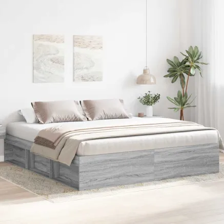 Cadre de lit sans matelas sonoma gris 200x200 cm
